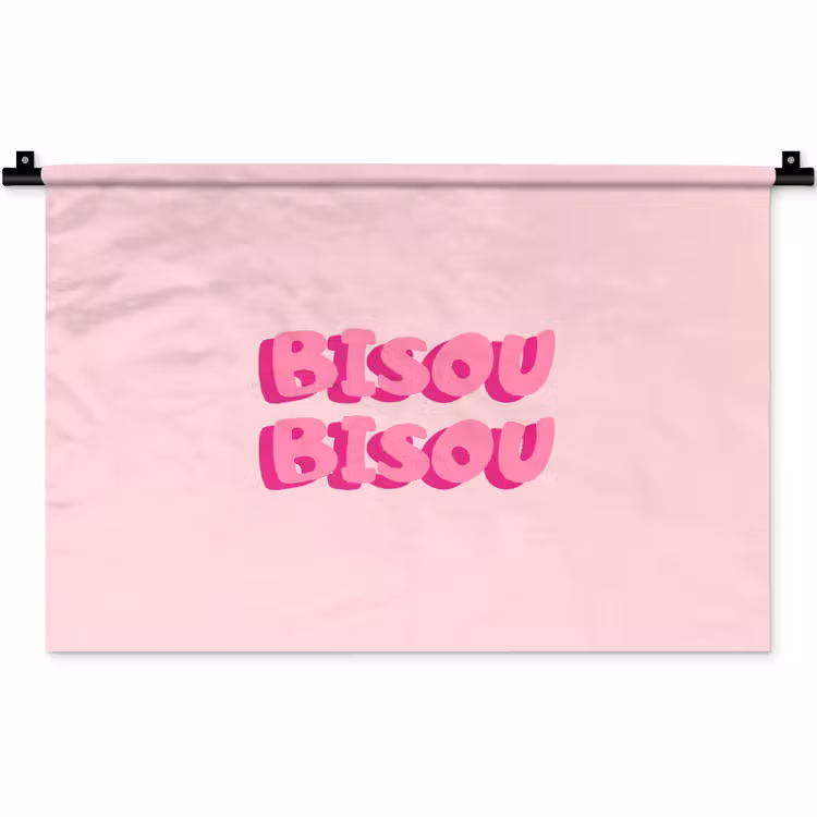 Wandkleed - Bisou - Roze - Dikke letters — 1