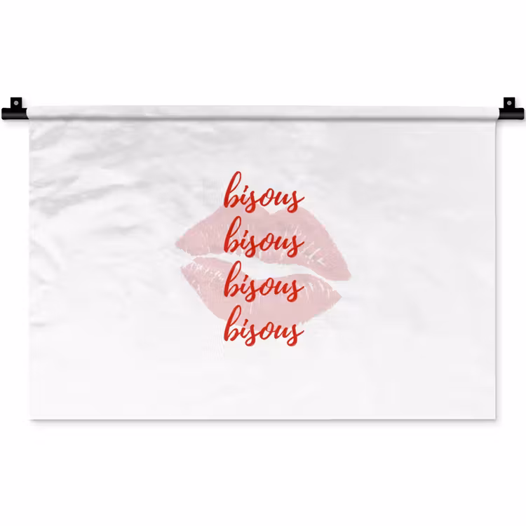 Wandkleed - Bisous - Lip - Wit - Rood — 1