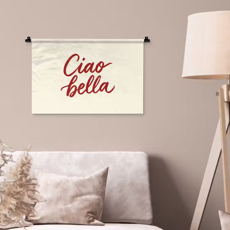 Wandkleed - Ciao bella - Rood - Wit - Minimalistisch — 2