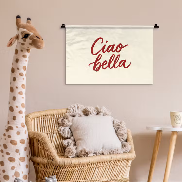 Wandkleed - Ciao bella - Rood - Wit - Minimalistisch — 5
