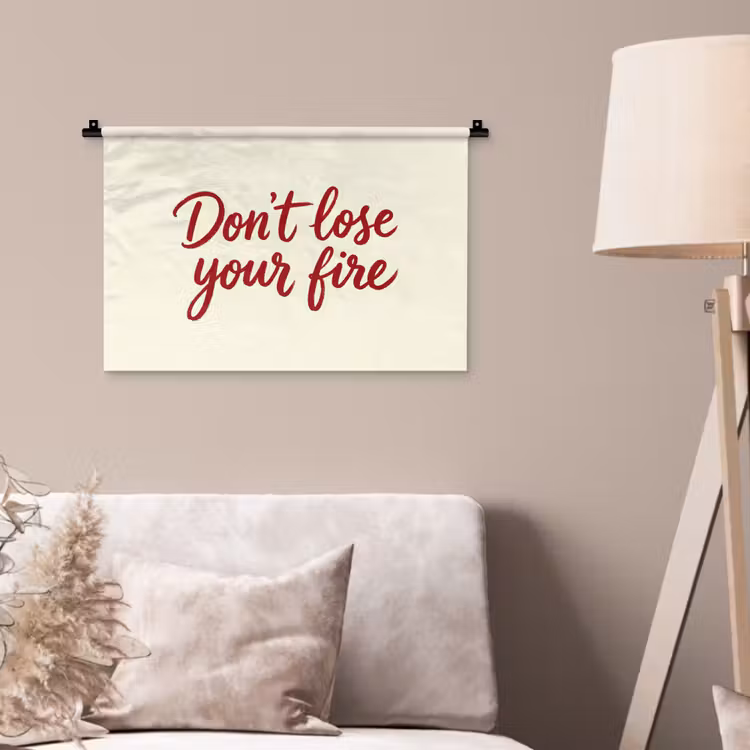 Wandkleed - Don't lose your fire - Rood - Wit - Minimalistisch — 2