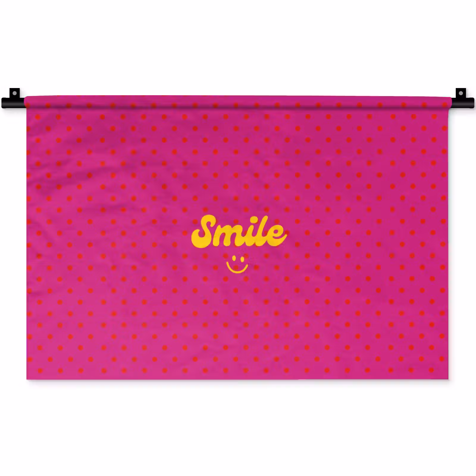 Wandkleed - Smile - Stippen - Geel - Smiley - Roze — 1