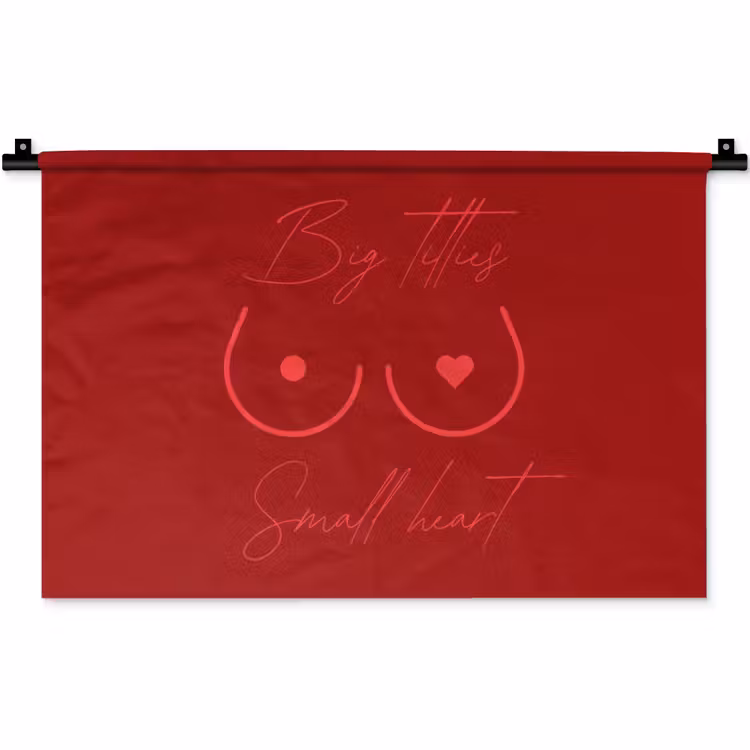 Wandkleed - Big titties small heart - Rood - Hart — 1