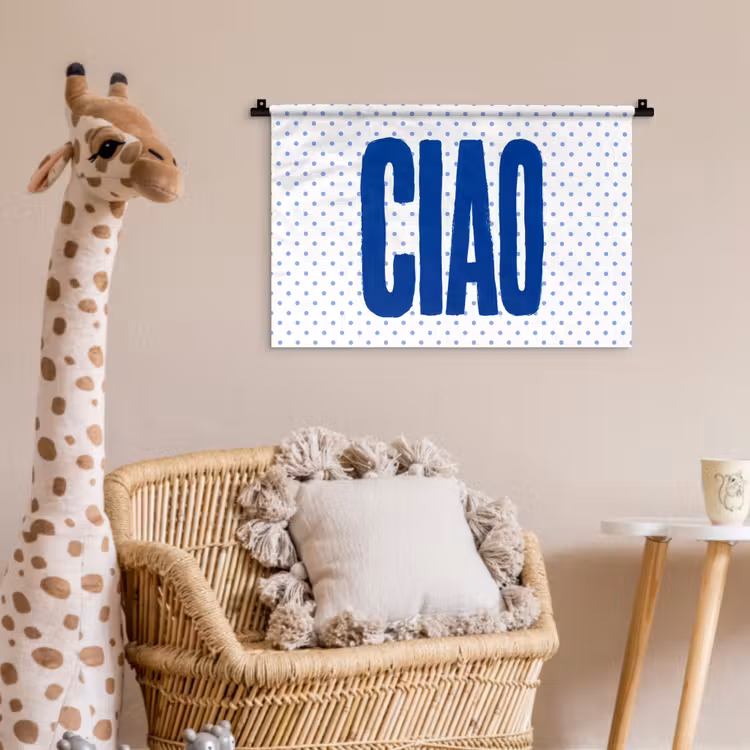 Wandkleed - Ciao - Blauw - Stippen — 5