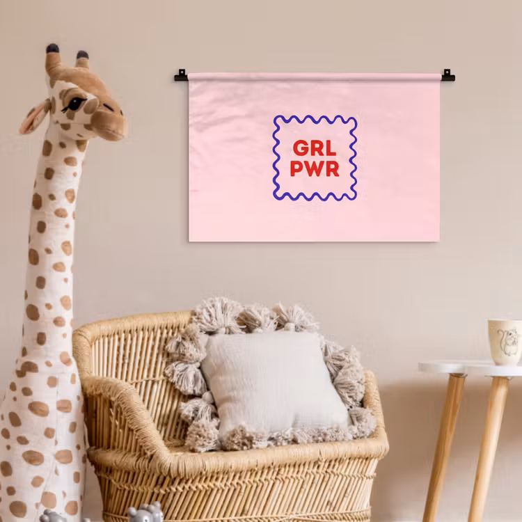 Wandkleed - Grl pwr - Roze - Kader — 5