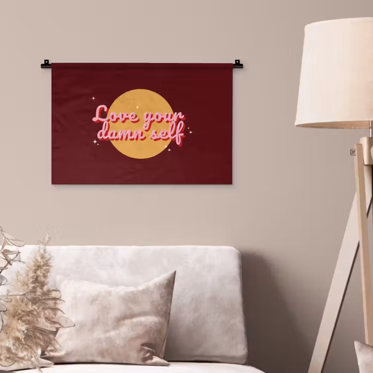 Wandkleed - love your damn self - Cirkel - Glitter - Rood — 2