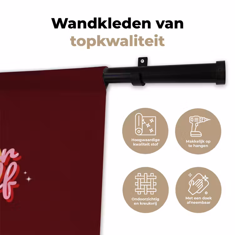 Wandkleed - love your damn self - Cirkel - Glitter - Rood — 3