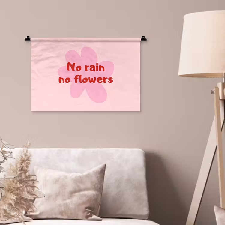 Wandkleed - No rain no flowers - Bloem - Roze — 2