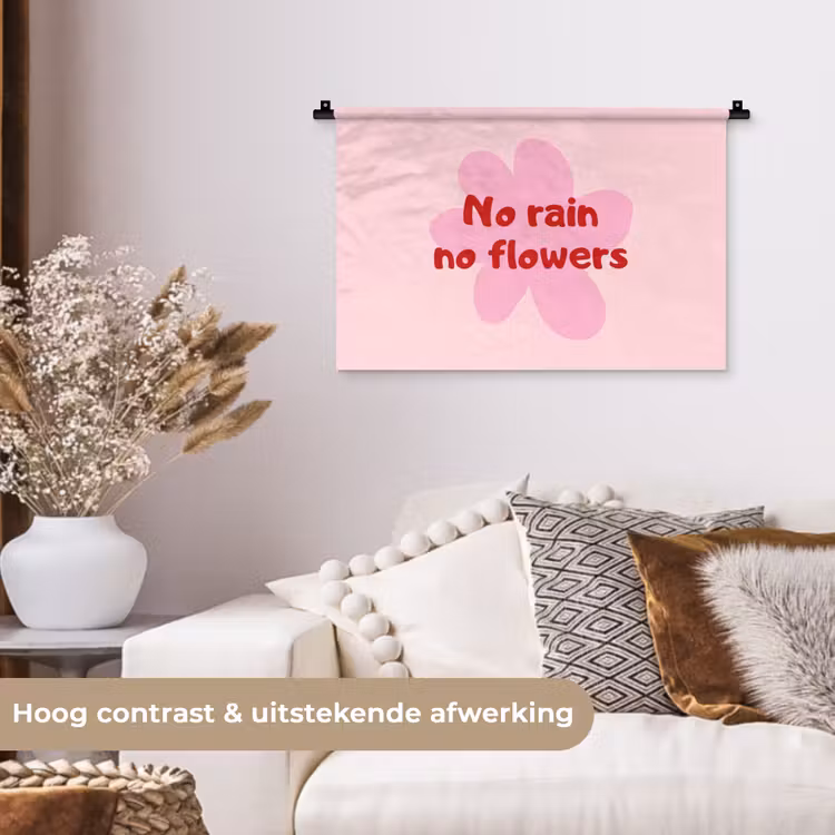 Wandkleed - No rain no flowers - Bloem - Roze — 4