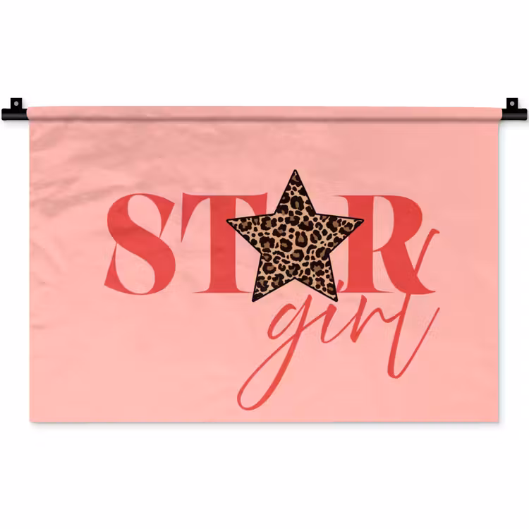 Wandkleed - Star girl - Roze - Panter - Ster — 1