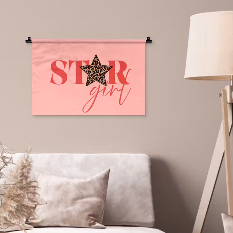 Wandkleed - Star girl - Roze - Panter - Ster — 2