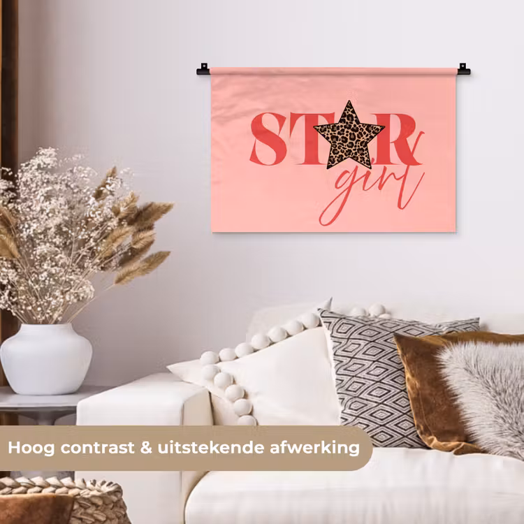 Wandkleed - Star girl - Roze - Panter - Ster — 4