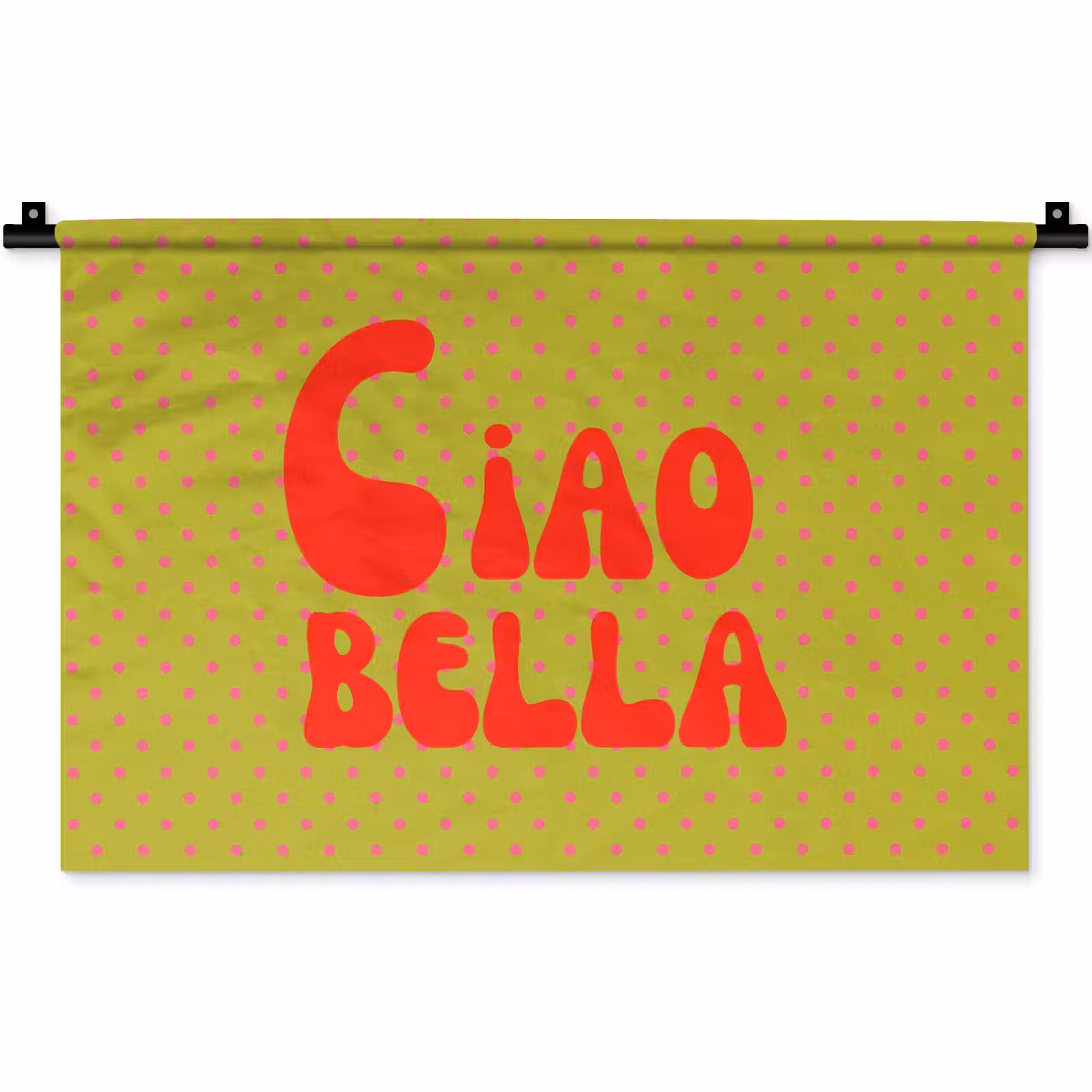 Wandkleed - Ciao bella - Rood - Groen - Stippen — 1