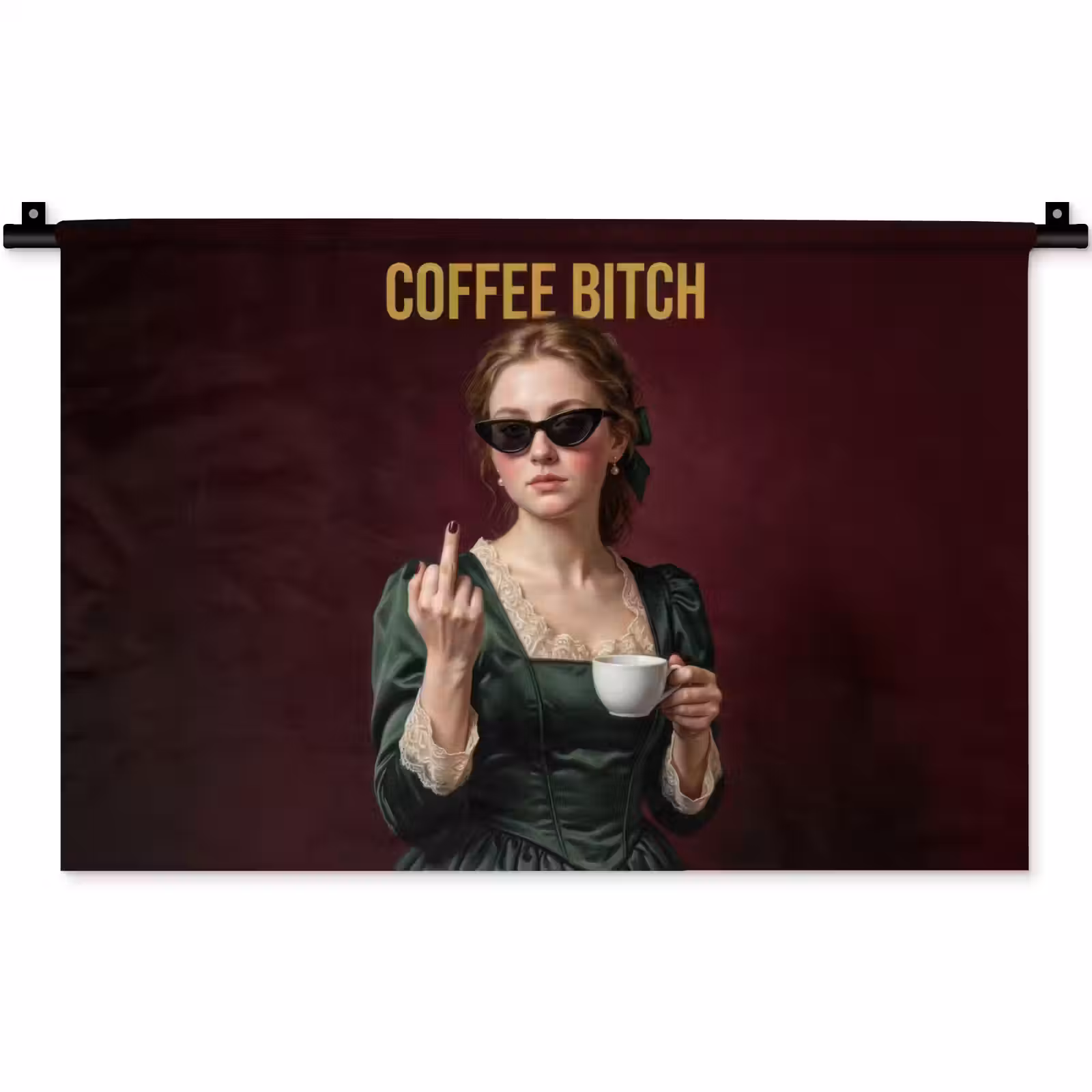 Wandkleed - Koffie - Vrouw - Middelvinger — 1