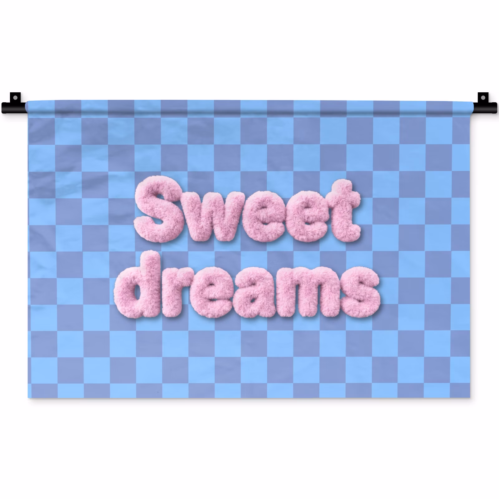 Wandkleed - Sweet dreams - Vierkanten - Roze - Blauw — 1