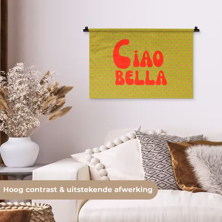 Wandkleed - Ciao bella - Rood - Groen - Stippen — 4