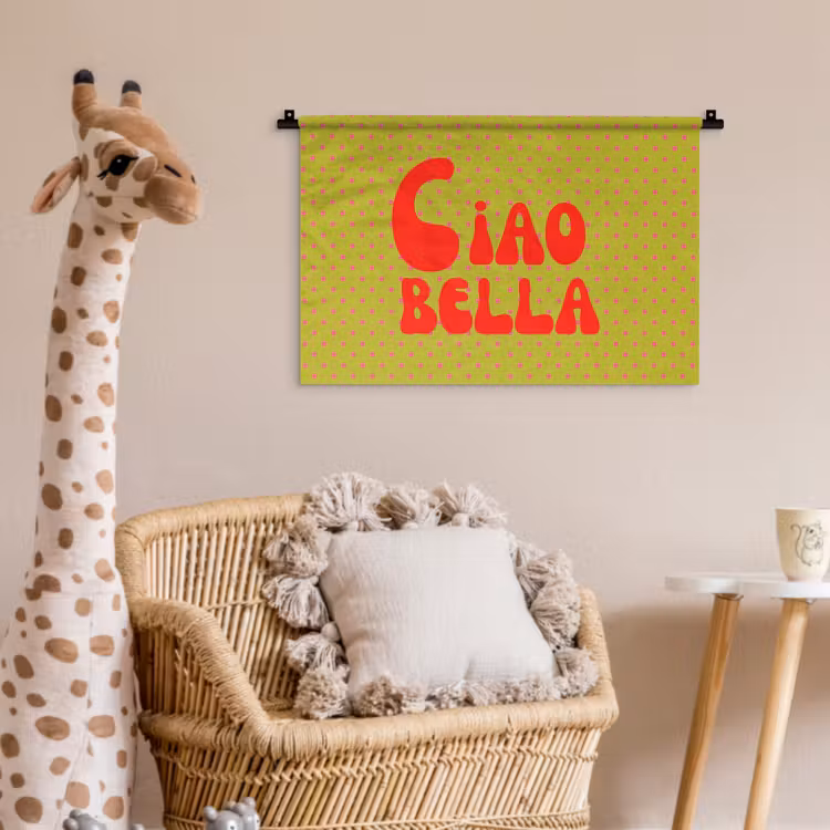 Wandkleed - Ciao bella - Rood - Groen - Stippen — 5