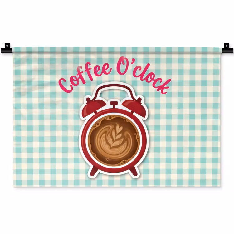 Wandkleed - Koffie - Klok - Groen — 1