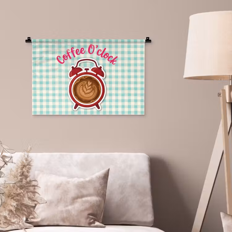 Wandkleed - Koffie - Klok - Groen — 2