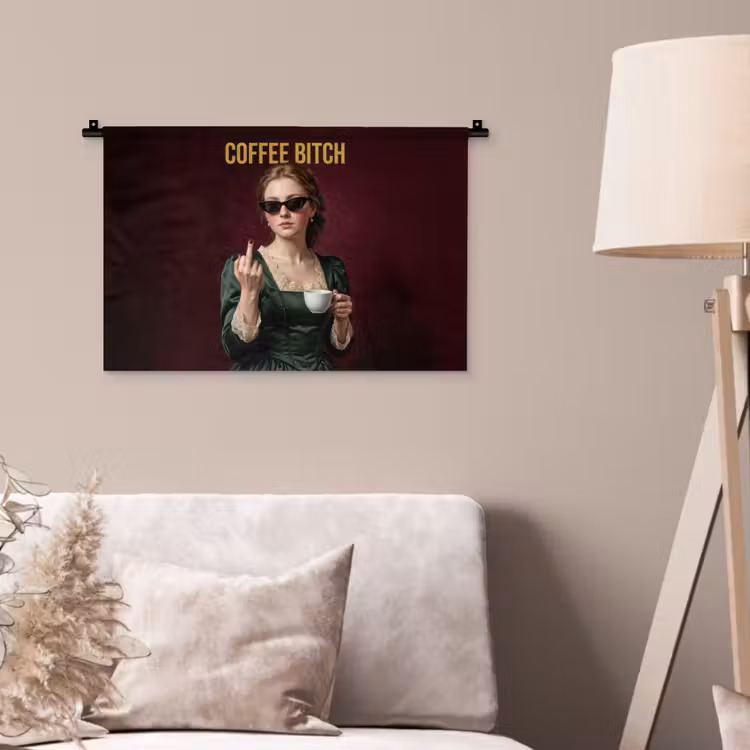 Wandkleed - Koffie - Vrouw - Middelvinger — 2