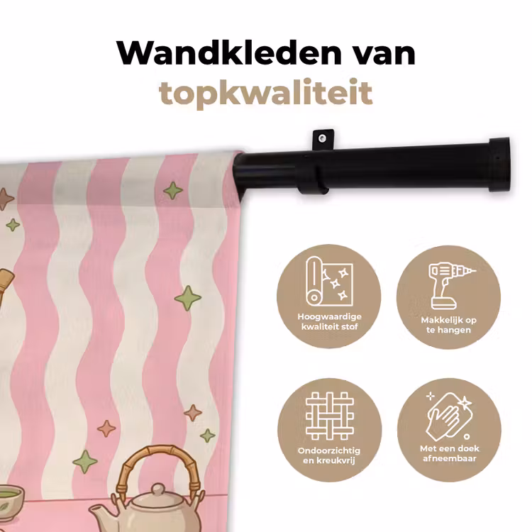 Wandkleed - Matcha - Hond - Roze - Groen — 3