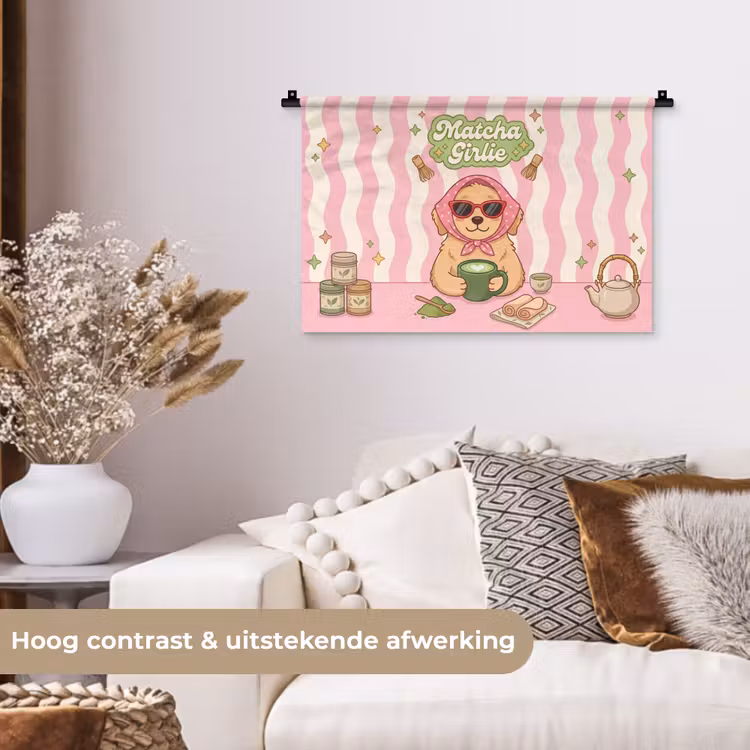 Wandkleed - Matcha - Hond - Roze - Groen — 4