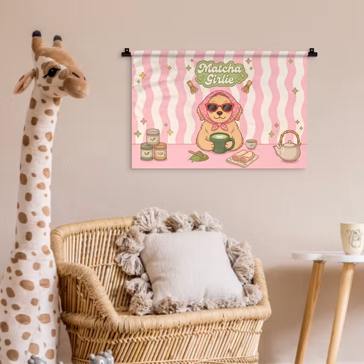 Wandkleed - Matcha - Hond - Roze - Groen — 5