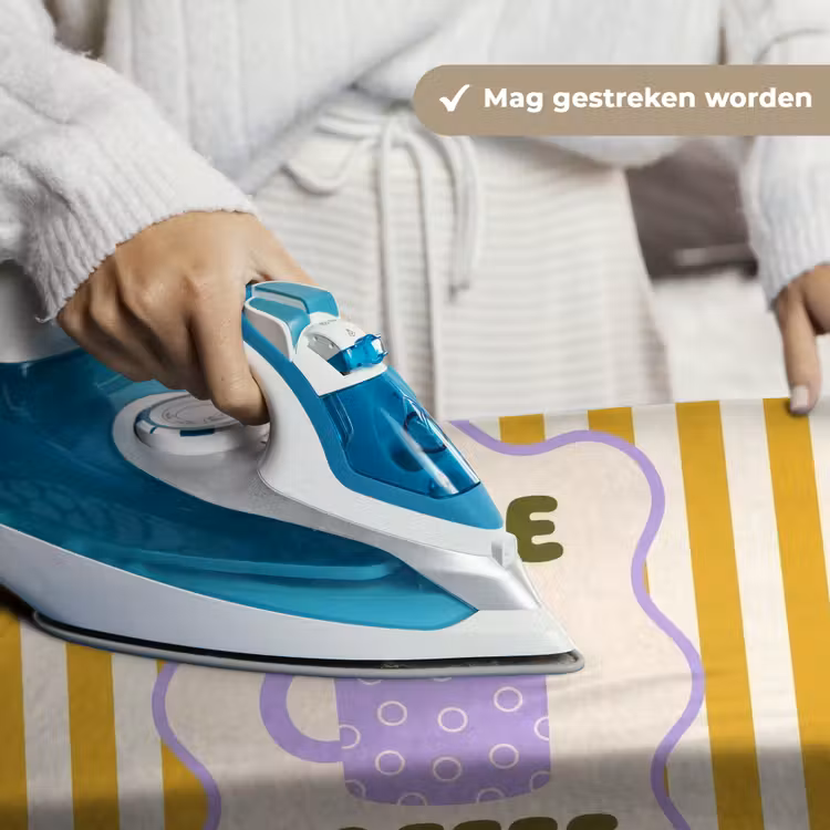 Wandkleed - More coffee - Geel - Paars - Strepen - Mok — 6