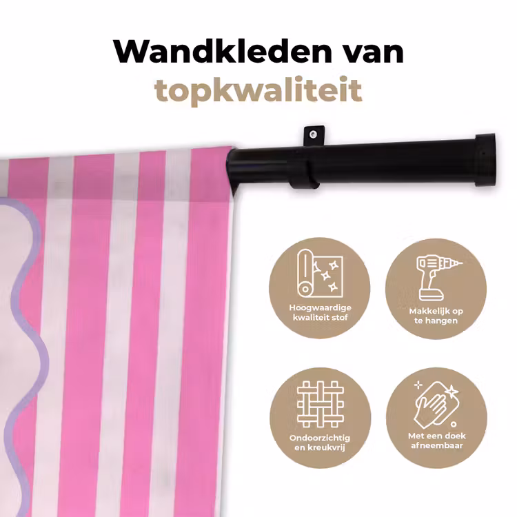 Wandkleed - More coffee - Roze - Paars - Strepen - Mok — 3