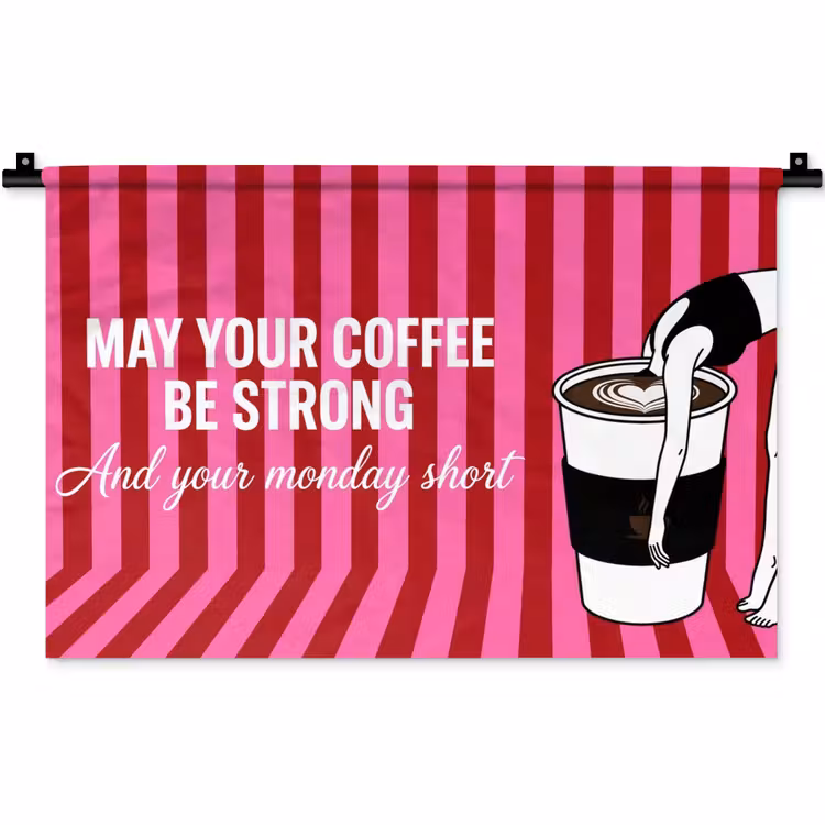 Wandkleed - Roze - Strepen - Koffie - Maandag — 1