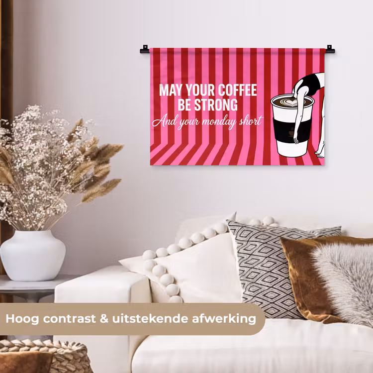 Wandkleed - Roze - Strepen - Koffie - Maandag — 4