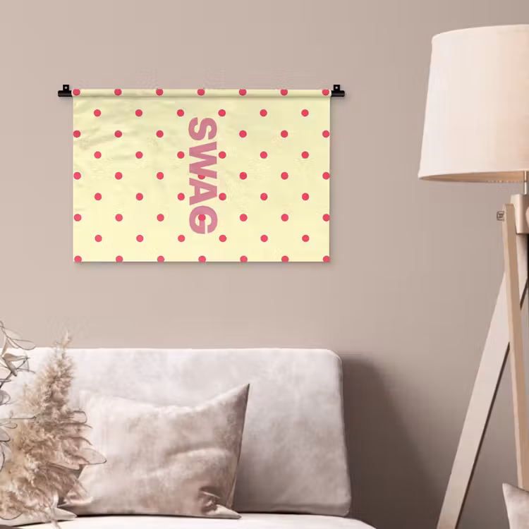 Wandkleed - Swag - Roze - Stippen - Geel — 2