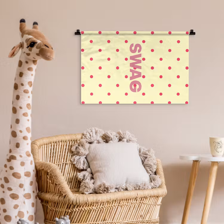 Wandkleed - Swag - Roze - Stippen - Geel — 5