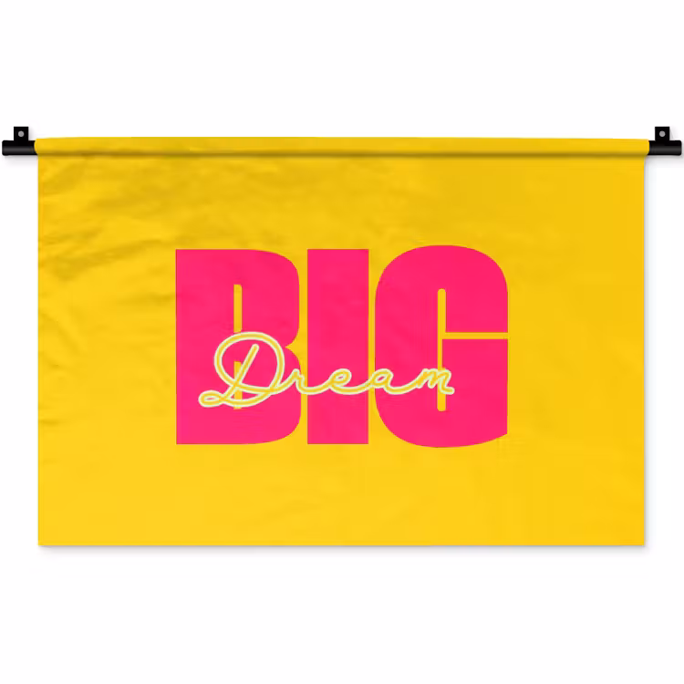 Wandkleed - Dream big - Geel - Roze — 1