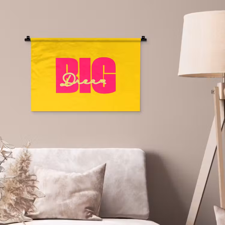 Wandkleed - Dream big - Geel - Roze — 2