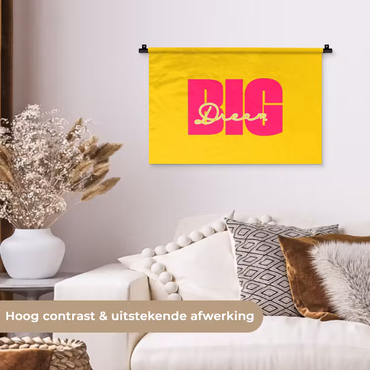 Wandkleed - Dream big - Geel - Roze — 4