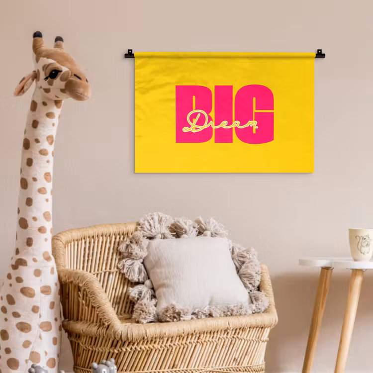 Wandkleed - Dream big - Geel - Roze — 5