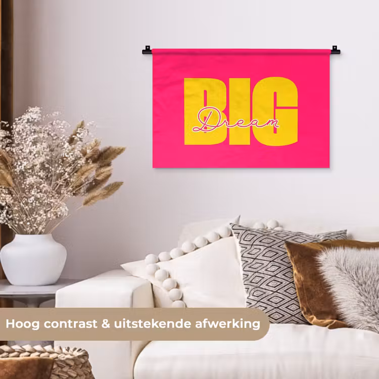 Wandkleed - Dream big - Roze - Geel - Minimalistisch — 4