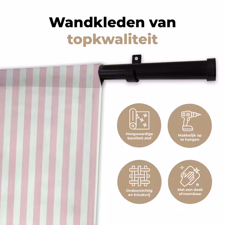 Wandkleed - Focus on the good - Strepen - Roze - Smiley — 3