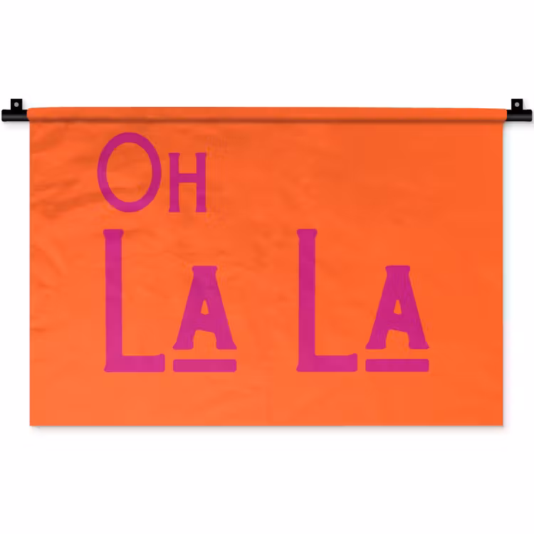 Wandkleed - Oh la la - Oranje - Roze - Scheeflettertype — 1