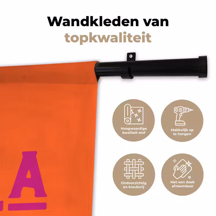 Wandkleed - Oh la la - Oranje - Roze - Scheeflettertype — 3