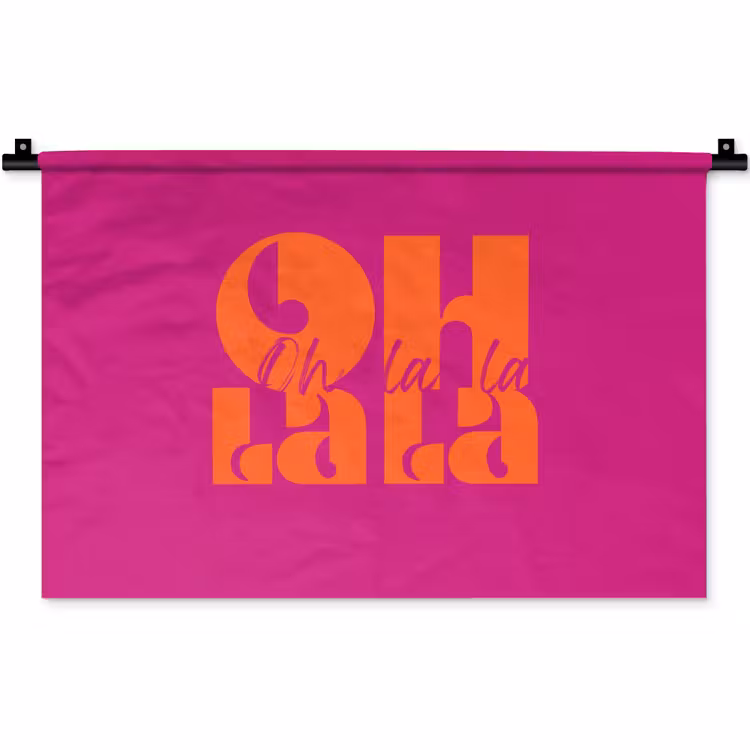 Wandkleed - Oh la la - Roze - Oranje - Gestapelde letters — 1
