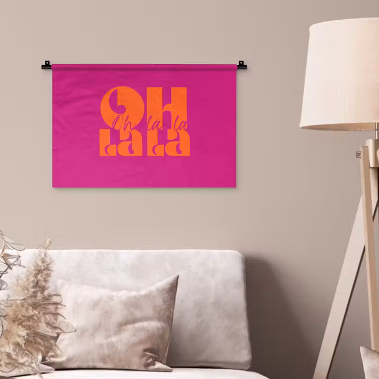 Wandkleed - Oh la la - Roze - Oranje - Gestapelde letters — 2