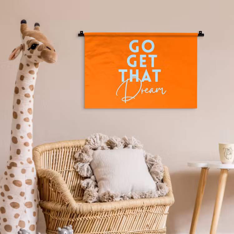 Wandkleed - Oranje - Blauw - Go get that dream — 5