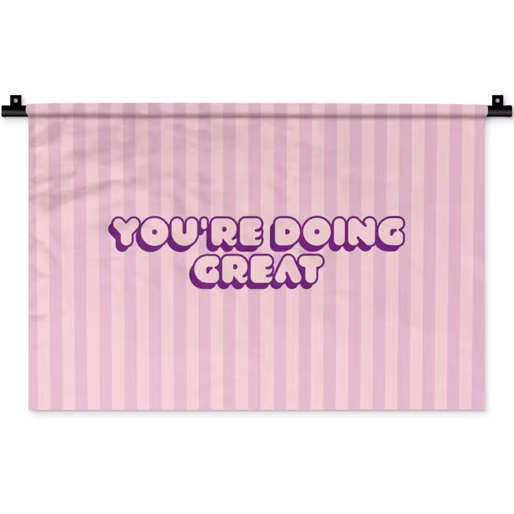 Wandkleed - Paars - Strepen - You're doing great - Schaduw — 1