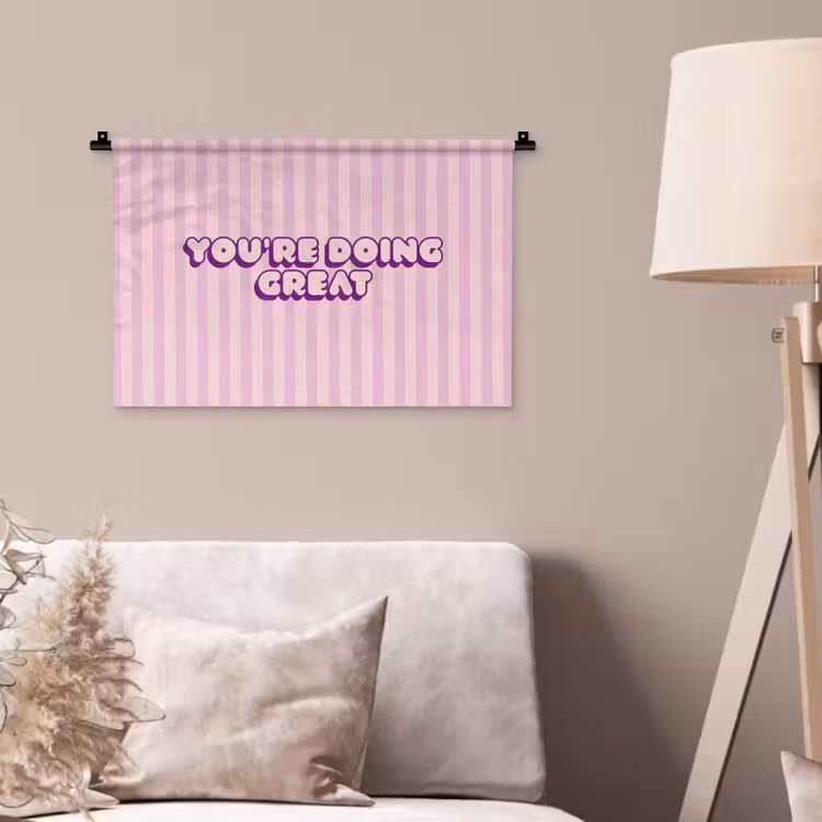Wandkleed - Paars - Strepen - You're doing great - Schaduw — 2