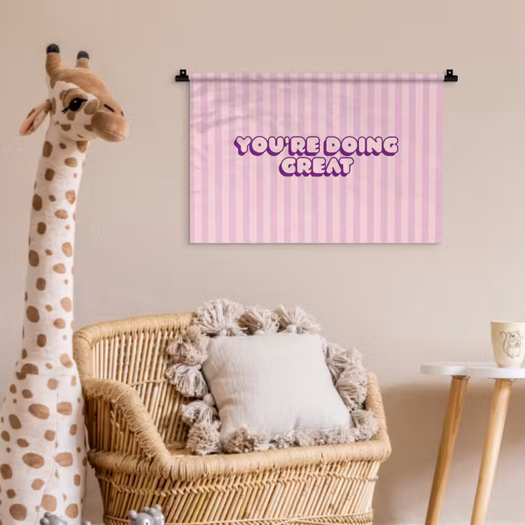 Wandkleed - Paars - Strepen - You're doing great - Schaduw — 5