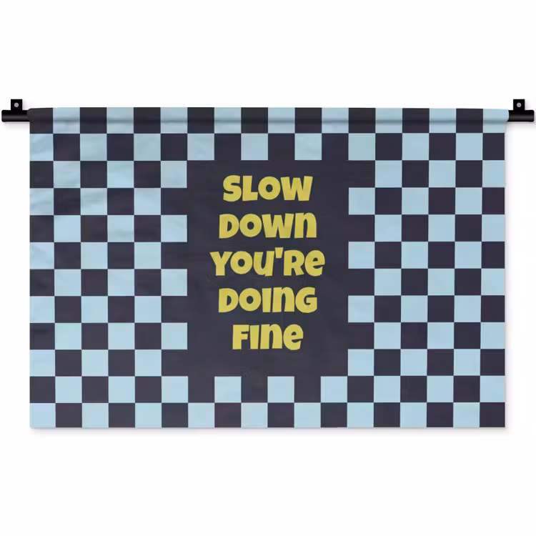 Wandkleed - Patroon - Geblok - Blauw - Slow down you're doing fine — 1