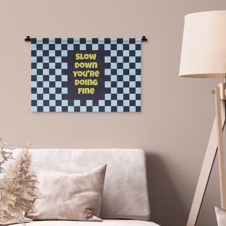 Wandkleed - Patroon - Geblok - Blauw - Slow down you're doing fine — 2