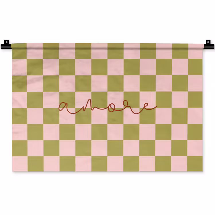 Wandkleed - Patroon - Geblokt - Olijfgroen - Amore — 1